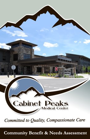 Picture of the main entrance for Cabinet Peaks Medical Center
Banner says:
Cabinet Peaks Medical Center
Committed to Quality Compassionate Care
Community Benefit &amp; Needs Assessment