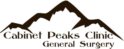 Picture of an outlined mountain that says:
Cabinet Peaks Clinic 
General Surgery